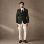 Herringbone Blazer Notch Lapel Dark Green – Product Photo