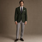 Herringbone Blazer Notch Lapel in Dark Green – Tarlano Premium Menswear