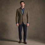 Herringbone Blazer Notch Lapel Khaki – Product Photo