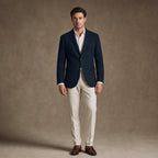 Herringbone Blazer Notch Lapel Navy – Product Photo