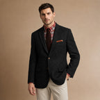 Herringbone Blazer Regular Fit Black – Side Angle View