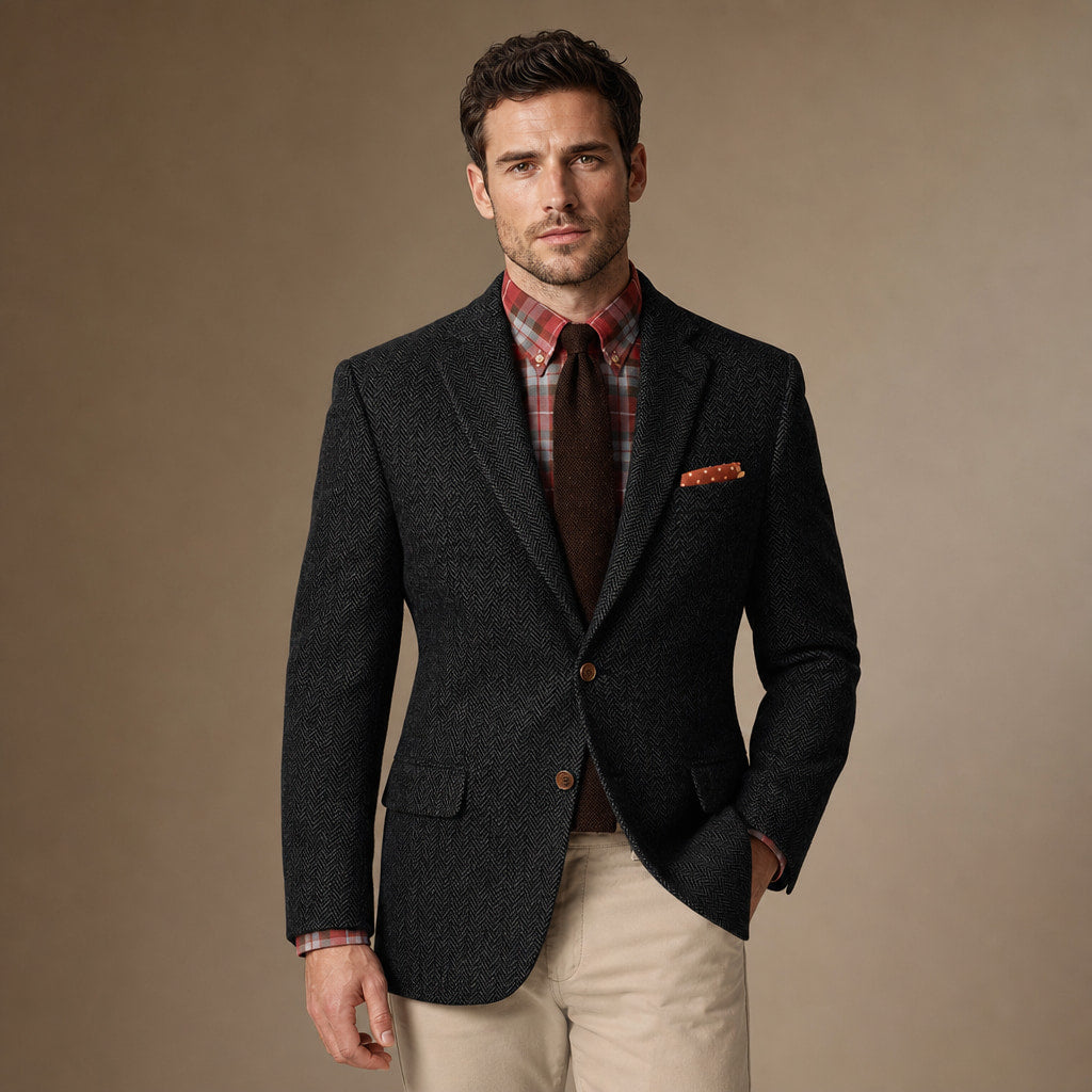 Herringbone Blazer Regular Fit Black – Product Photo