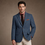 Herringbone Blazer Regular Fit in Blue – Tarlano Premium Menswear