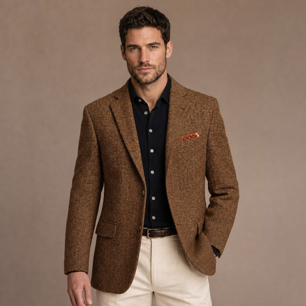 Herringbone Blazer Regular Fit Brown – Product Photo