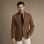 Herringbone Blazer Regular Fit in Brown – Tarlano Premium Menswear