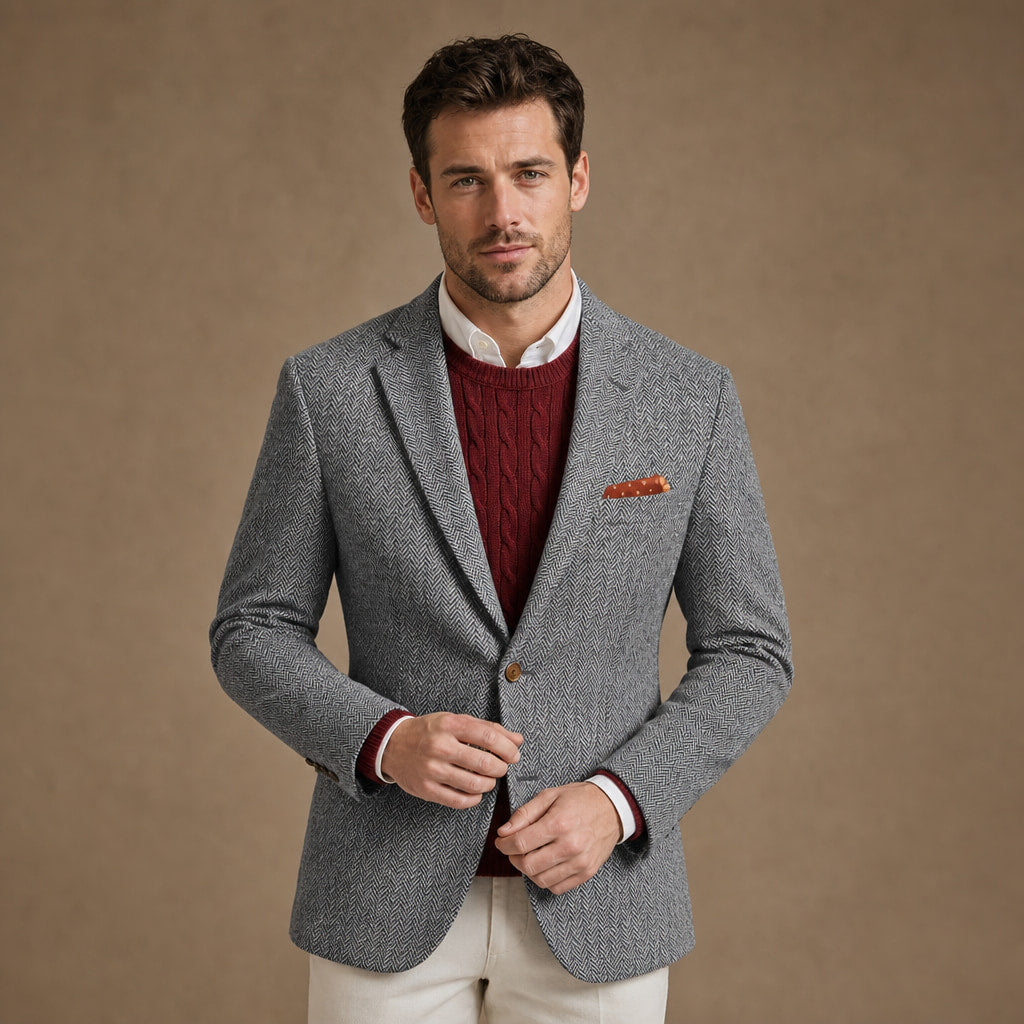 Herringbone Blazer Regular Fit Grey – Product Photo
