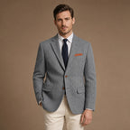 Herringbone Blazer Regular Fit in Grey – Tarlano Premium Menswear