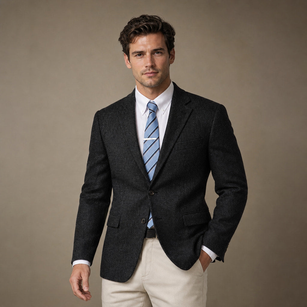 Herringbone Blazer Regular Fit in Black – Tarlano Premium Menswear