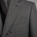 Herringbone Blazer Regular Fit Dark Gray – Fabric and Detail Close-Up