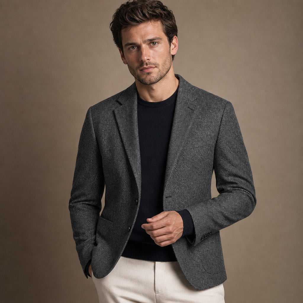 Herringbone Blazer Regular Fit Dark Gray – Product Photo