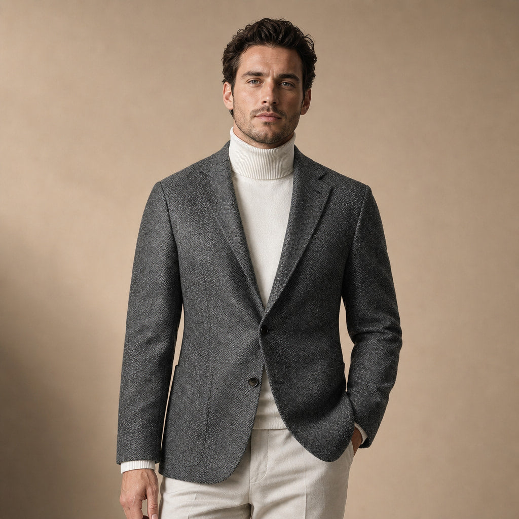 Herringbone Blazer Regular Fit in Dark Gray – Tarlano Premium Menswear