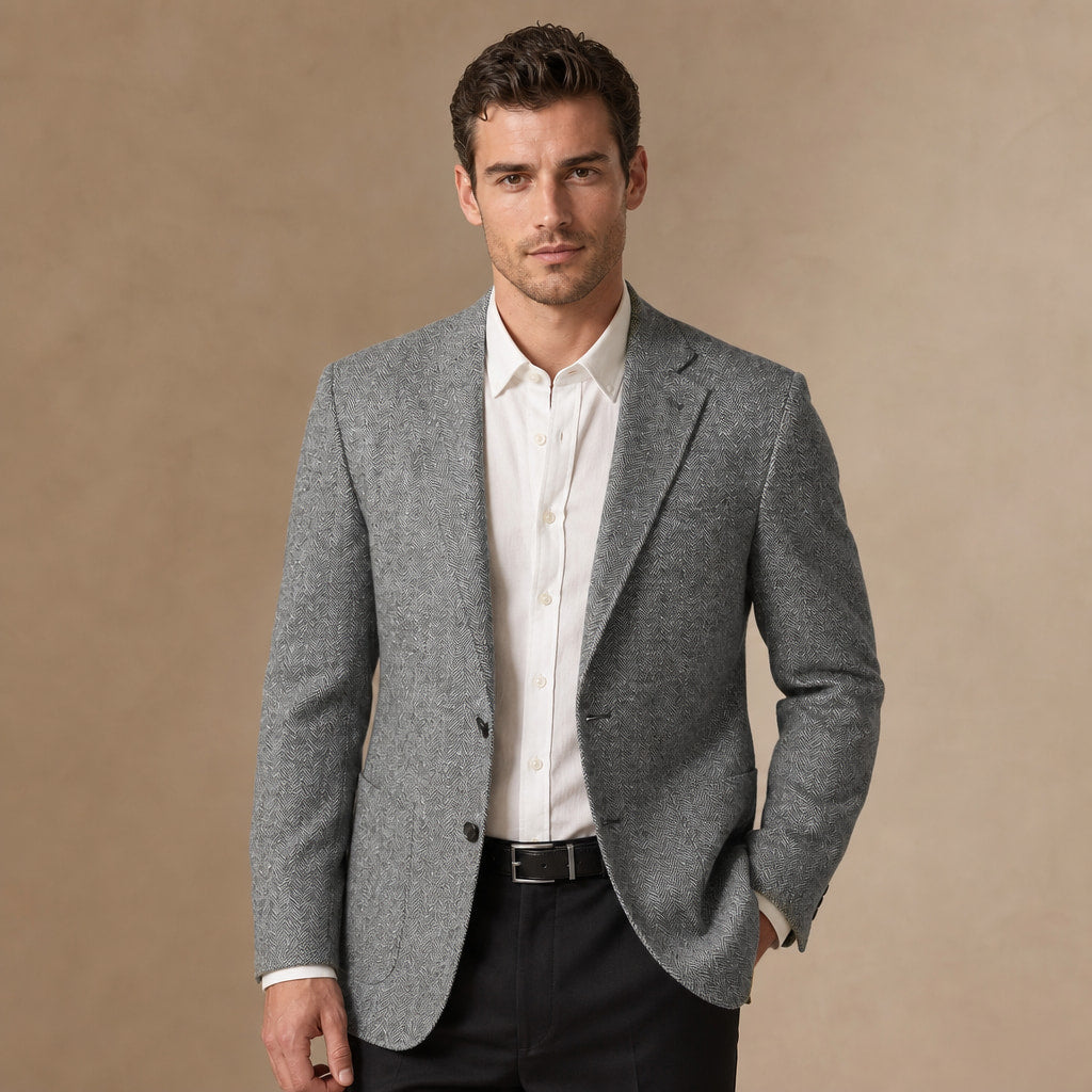 Herringbone Blazer Regular Fit Grey – Product Photo