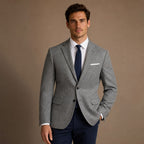 Herringbone Blazer Regular Fit in Grey – Tarlano Premium Menswear