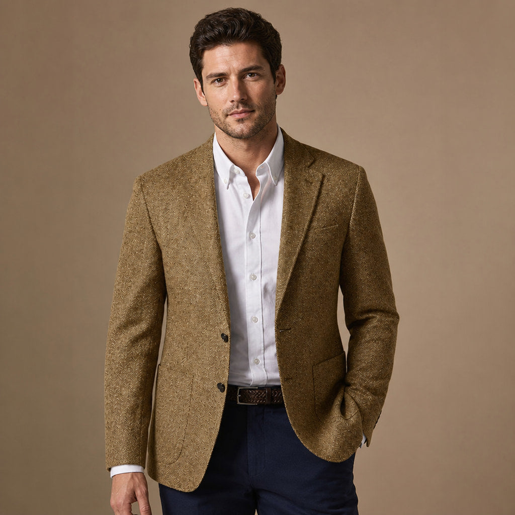 Herringbone Blazer Regular Fit Khaki – Product Photo