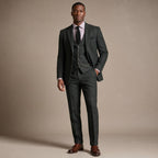 Three Piece Tweed Suit Herringbone Texture Green – Product Photo