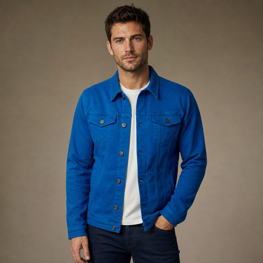 Dark Denim Jacket Casual Fit in Blue – Tarlano Premium Menswear