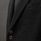 Herringbone Blazer Tailored Fit Black – Fabric and Detail Close-Up