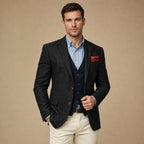Herringbone Blazer Tailored Fit Black – Product Photo