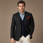 Herringbone Blazer Tailored Fit in Black – Tarlano Premium Menswear