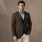 Herringbone Blazer Tailored Fit Brown – Product Photo