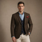 Herringbone Blazer Tailored Fit in Brown – Tarlano Premium Menswear