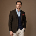 Herringbone Blazer Tailored Fit Coffee – Product Photo