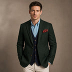Herringbone Blazer Tailored Fit Dark Green – Product Photo