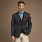 Herringbone Blazer Tailored Fit in Dark Grey – Tarlano Premium Menswear