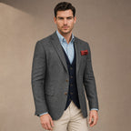 Herringbone Blazer Tailored Fit Grey – Product Photo
