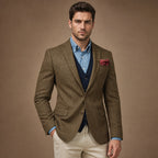 Herringbone Blazer Tailored Fit in Khaki – Tarlano Premium Menswear