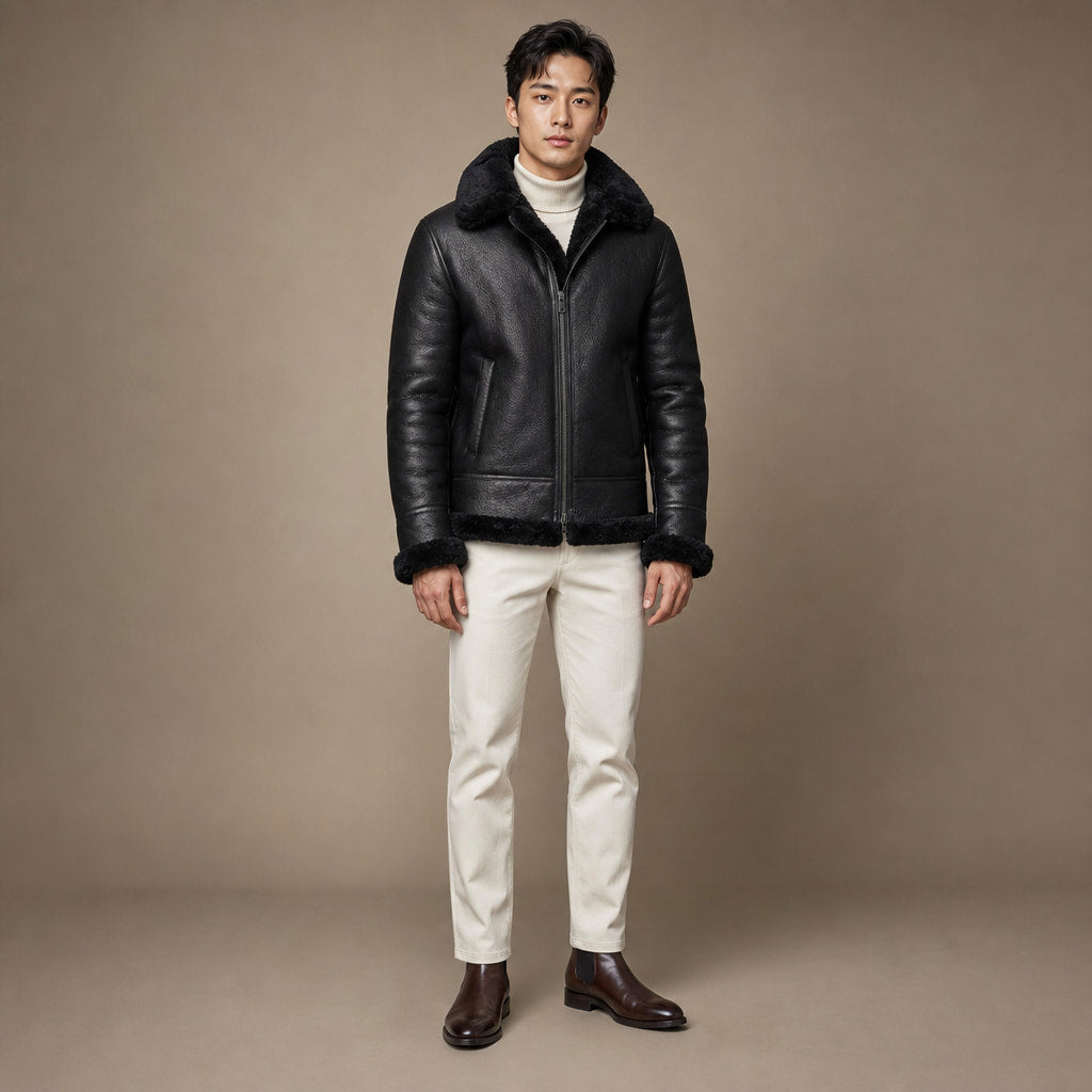Leather Jacket Insulated Winter in Black – Tarlano Premium Menswear