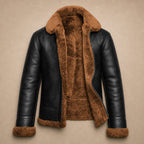 Leather Jacket Insulated Winter Brown – Flat Lay Product Photo
