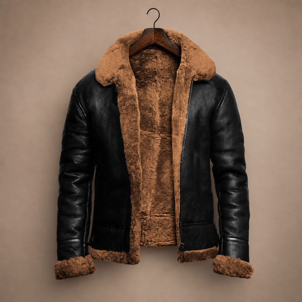 Leather Jacket Insulated Winter Brown – Product Photo