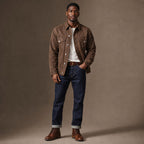Tin Cloth Cruiser Jacket Waxed Cotton Lined Brown Brown – Full Look