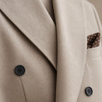 Blazer Neapolitan Cut Half Lined Khaki – Fabric and Detail Close-Up