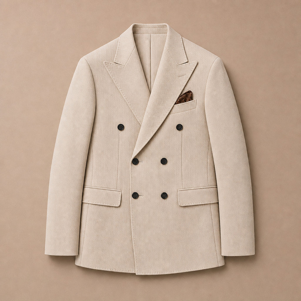 Blazer Neapolitan Cut Half Lined Khaki – Flat Lay Product Photo