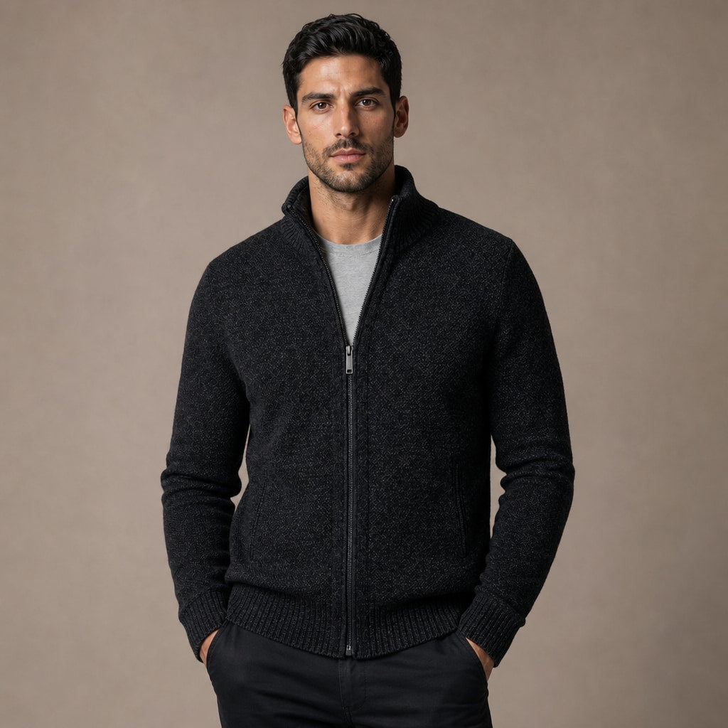 Quarter Zip Sweater Merino Knit Slim Fit in Black – Tarlano Premium Menswear