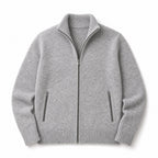 Quarter Zip Sweater Merino Knit Slim Fit Gray – Product Photo