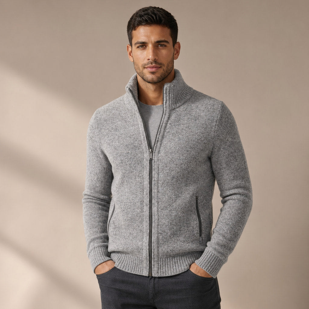 Quarter Zip Sweater Merino Knit Slim Fit in Gray – Tarlano Premium Menswear
