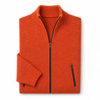 Quarter Zip Sweater Merino Knit Slim Fit Orange – Product Photo