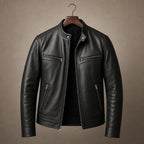 Vintage Leather Jacket Zip Front Black – Product Photo