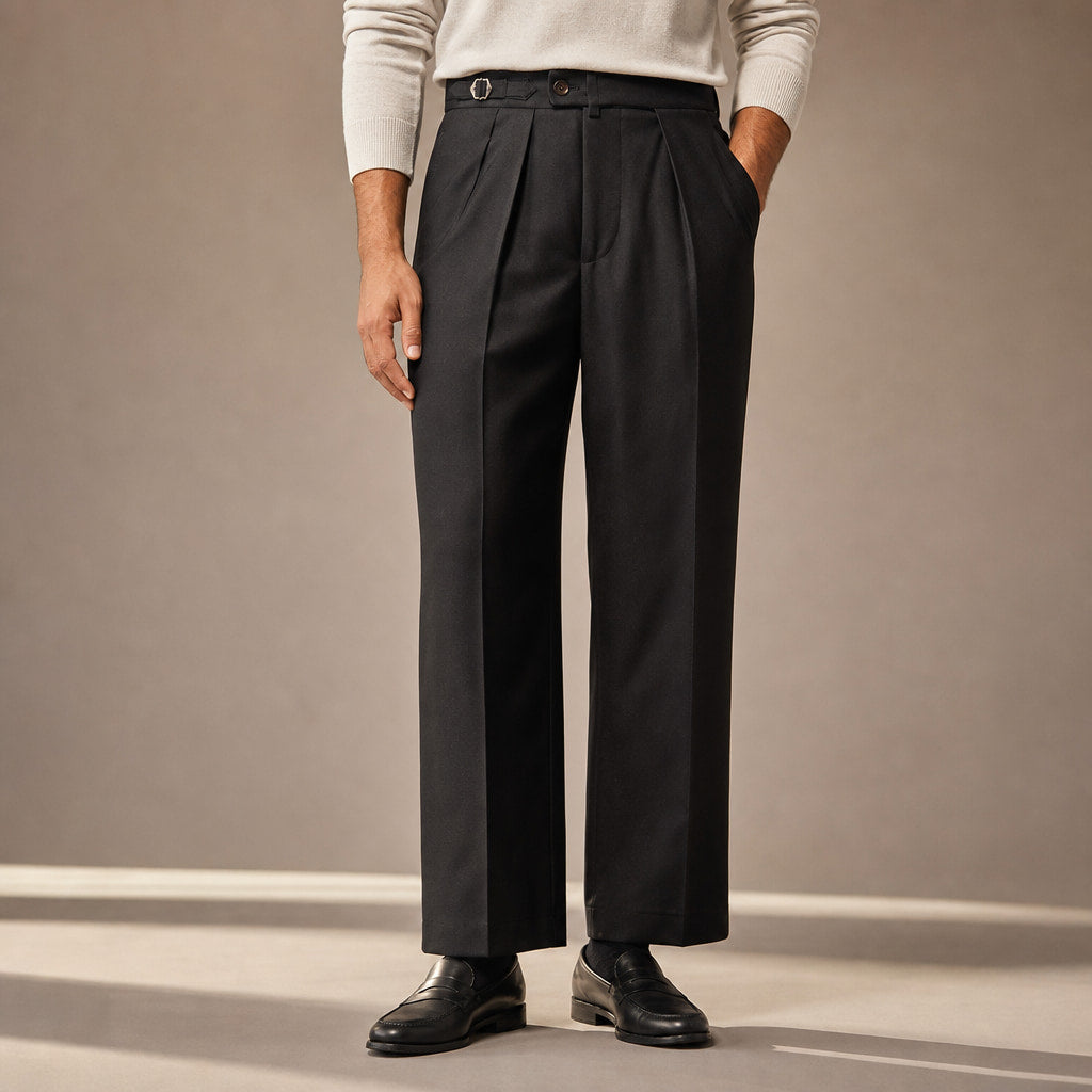 Dress Pants Stretch Cotton Twill Tailored Leg Black – Product Photo