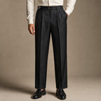 Dress Pants Stretch Cotton Twill Tailored Leg in Black – Tarlano Premium Menswear