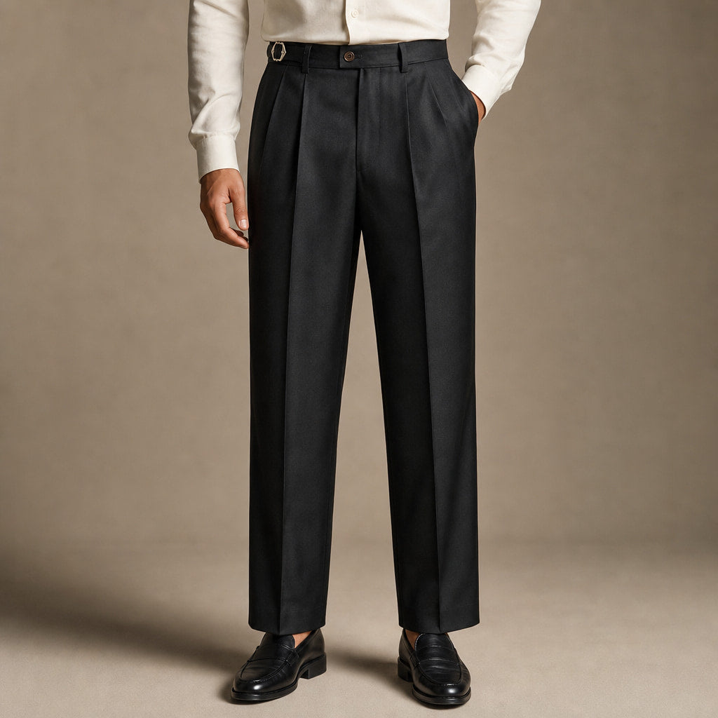 Dress Pants Stretch Cotton Twill Tailored Leg in Black – Tarlano Premium Menswear