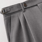 Dress Pants Stretch Cotton Twill Tailored Leg Grey – Fabric and Detail Close-Up