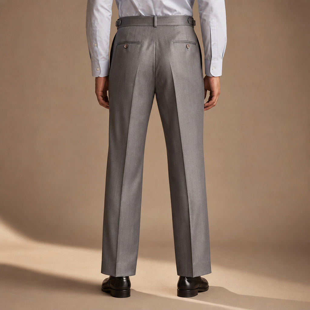 Dress Pants Stretch Cotton Twill Tailored Leg Grey – Full Look