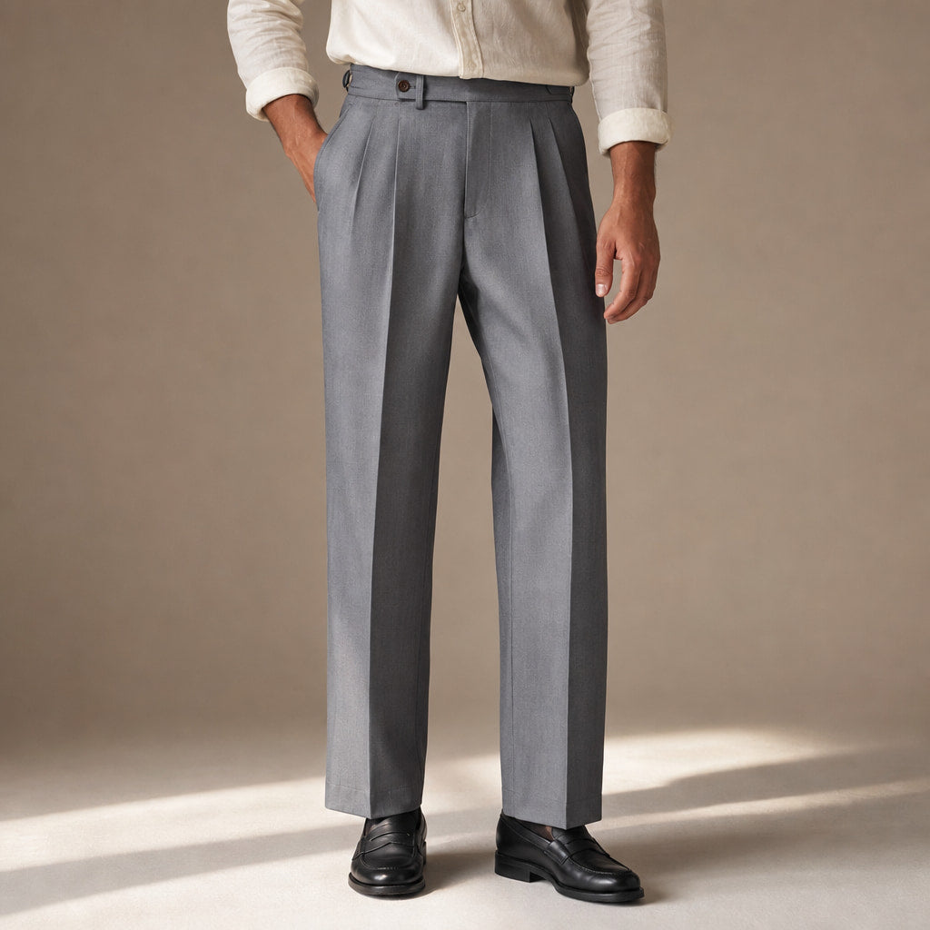 Dress Pants Stretch Cotton Twill Tailored Leg Grey – Product Photo