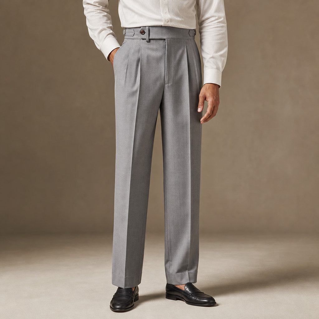 Dress Pants Stretch Cotton Twill Tailored Leg in Grey – Tarlano Premium Menswear