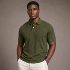 Polo Shirt Textured Knit Short Sleeve Green – Product Photo