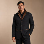 Contrast Lapel Workwear Jacket Relaxed Fit in Black – Tarlano Premium Menswear
